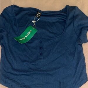 SHEIN Women's Blue Crop Top